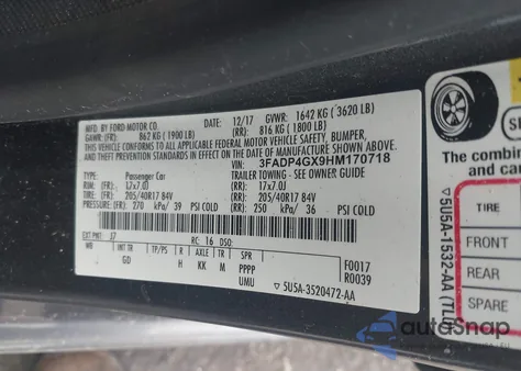 2017 Ford Fiesta St z USA, uszkodzony, nr VIN 3FADP4GX9HM170718